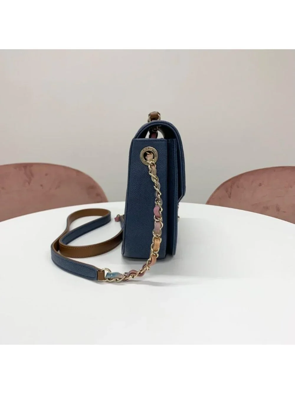 Chanel Half CC Logo Quilted Caviar Leather Shoulder